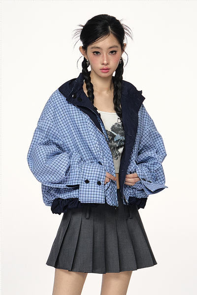 Reversible Cotton Contrast Color Plaid Jacket PUN0028