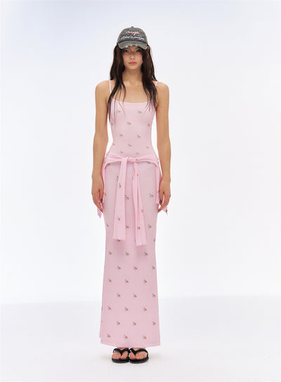 Floral Pink Long Camisole Dress CUR0193