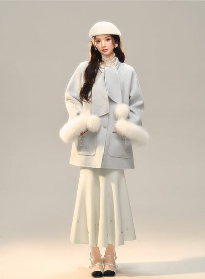 Snow Scarf Double-faced Wool Coat BBB0131