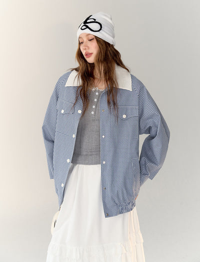 체크 무늬 <tc>Jacket</tc>/롱스커트/슬리브리스탑 ASG0005