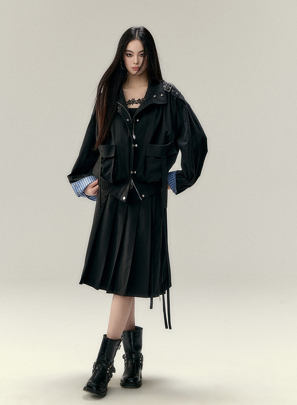 Casual Large Pocket Jacket/Skirt VIA0202