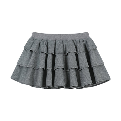 Ruffle Zip Design Girly Foodie Top & Ruffle Layered Mini Skirt AOO0036