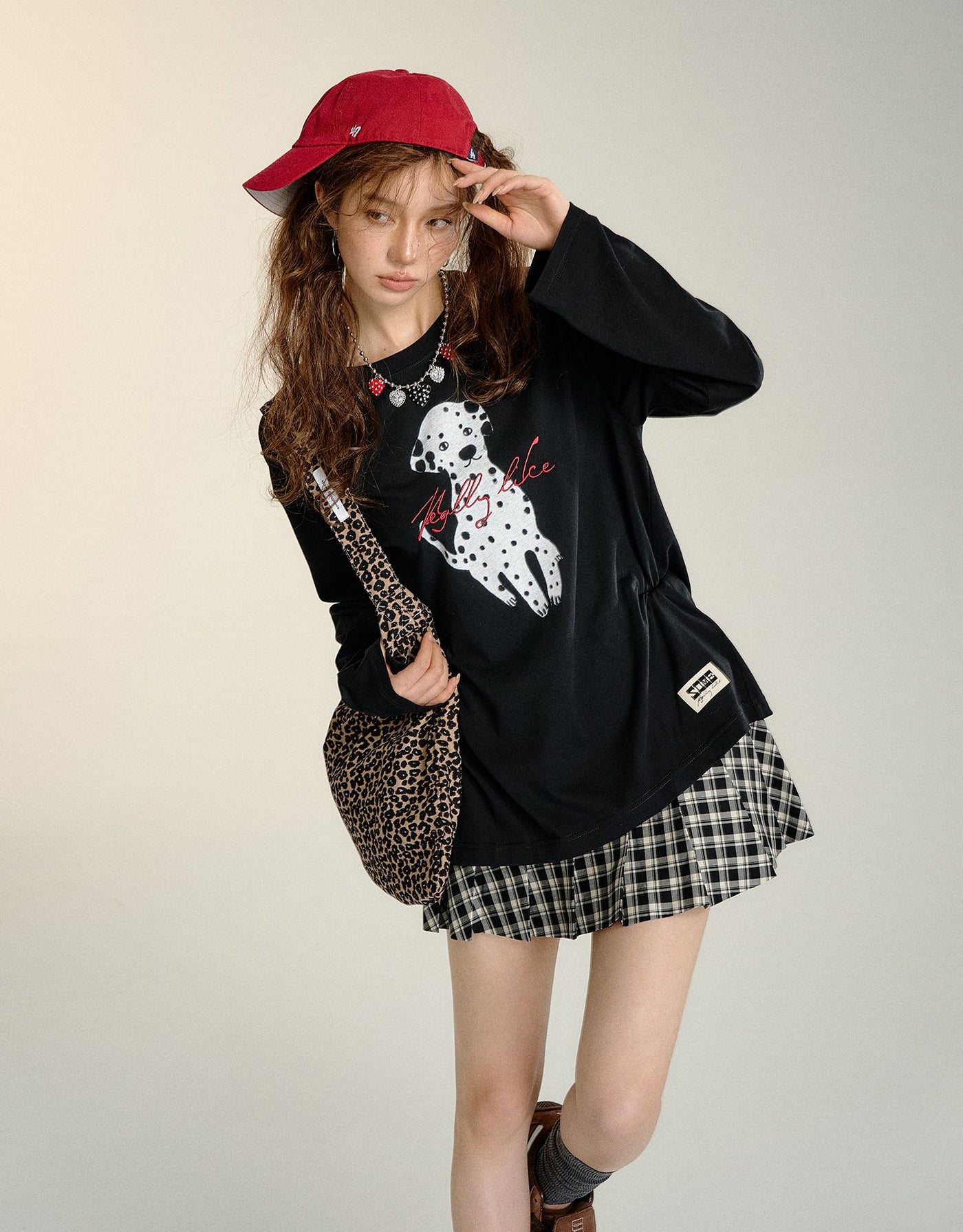 Dalmatian Outline Long-sleeved T-shirt SOM0095