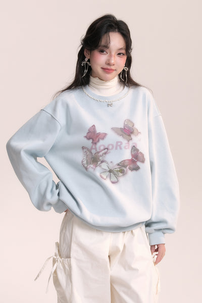 Pearl Necklace Design Butterfly Pattern Sweat Top AOO0035