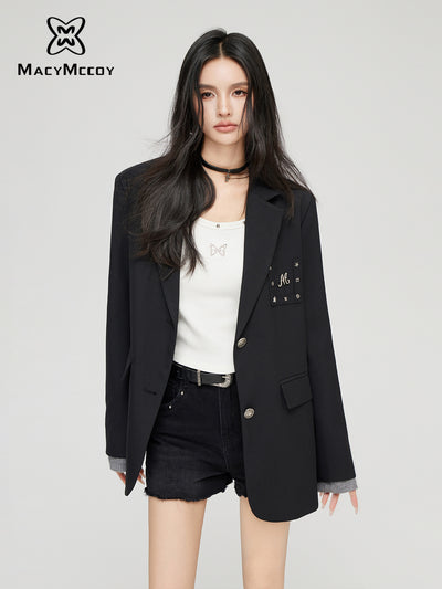 Studded design suit jacket with double cuffs MAC0042
