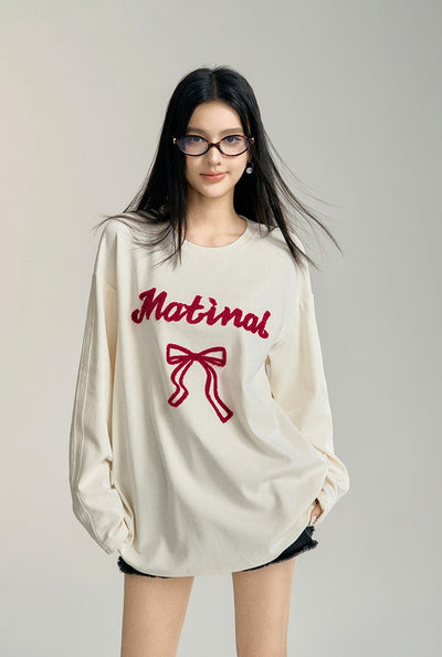 Basic Loose Bow Long-sleeved T-shirt MAC0086