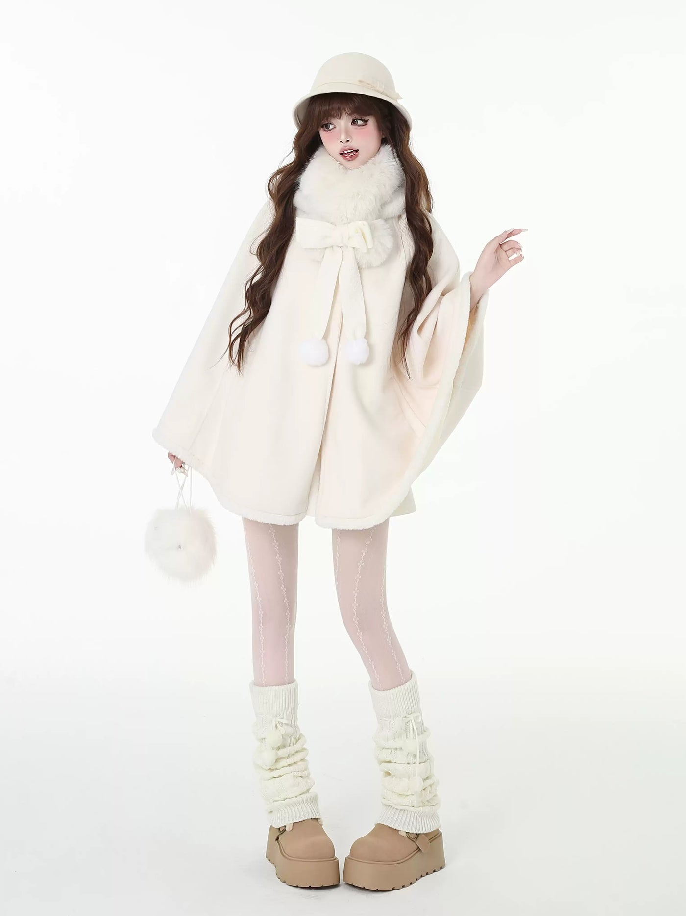 Big Ribbon Cloak Jacket with Rabbit Ear Hood CRA0100