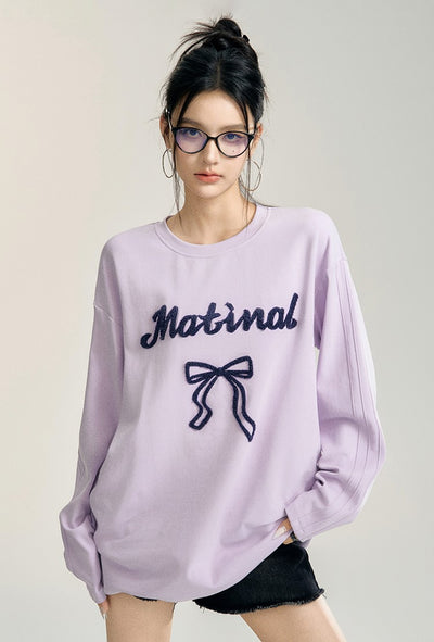 Basic Loose Bow Long-sleeved T-shirt MAC0086