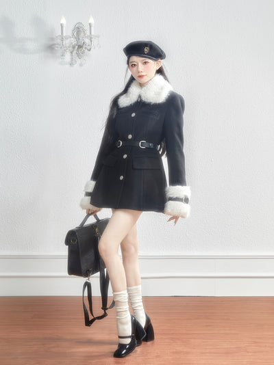 Tweed Girly Fur Collar Jacket SIS0011