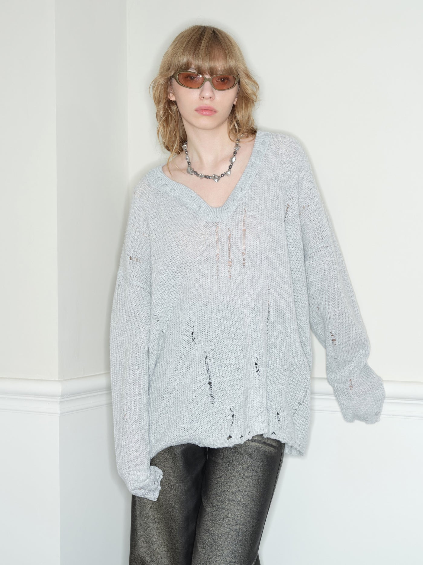 Lazy Style Gray Love Collar Sweater RUN0039