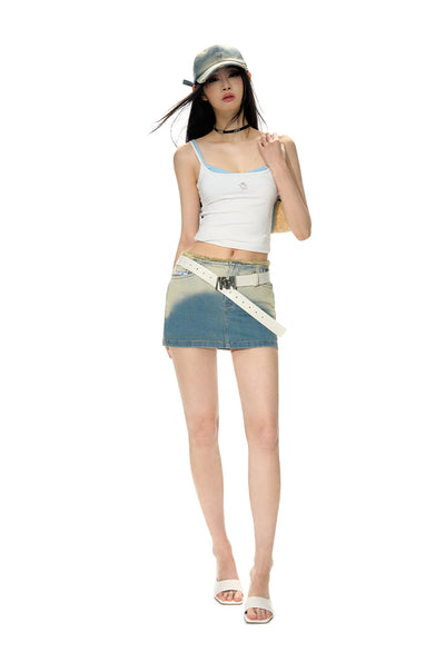 Waistless Hip-hugging Gradient Denim Skirt NOT0184
