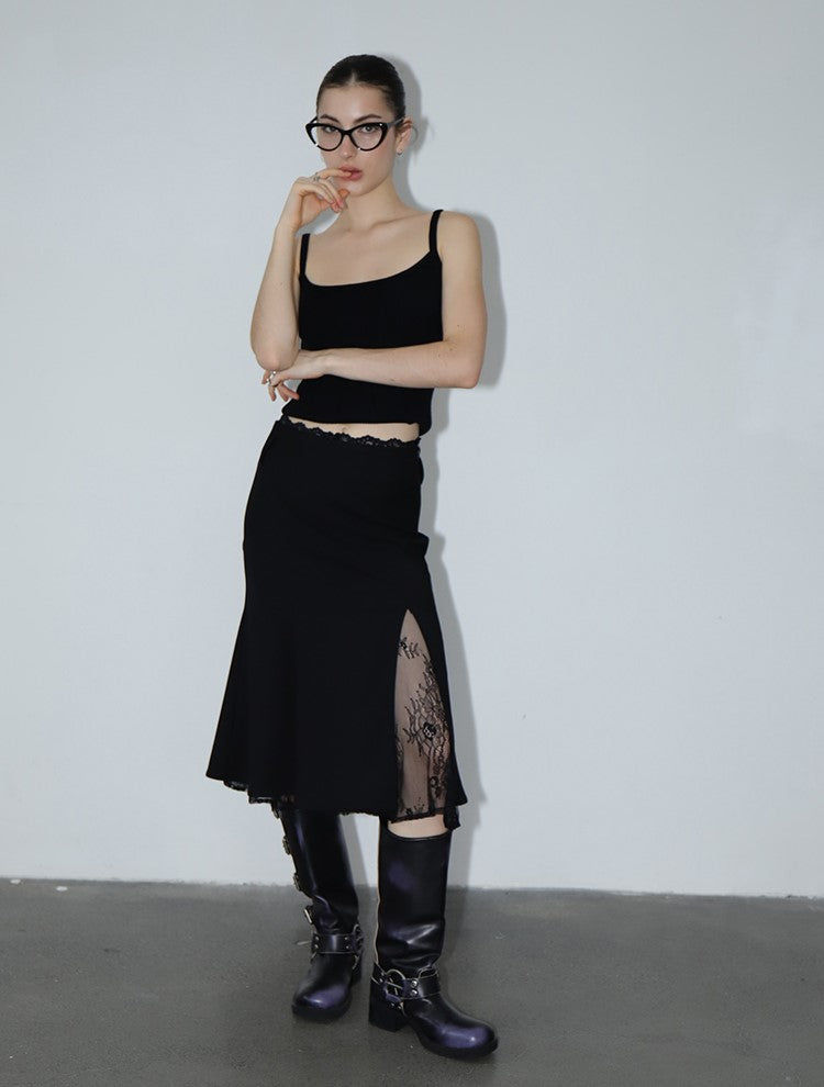 Lace Fishtail Slit Fake Two-piece Skirt EIN0070