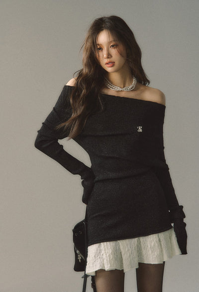 One-shoulder Knitted Sweater Dress VIA0042