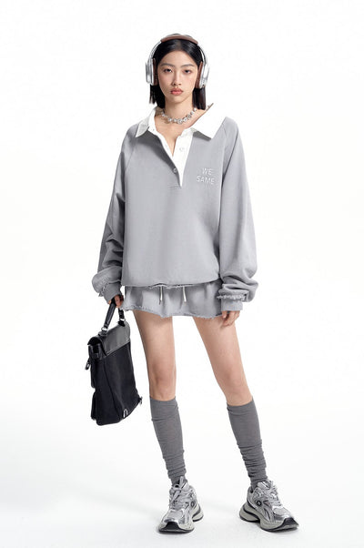 Cotton Ripped Sweatshirt/Knitted Skirt WES0183