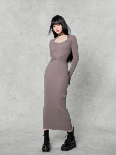 Versatile Classic Knitted Long Dress VOC0165