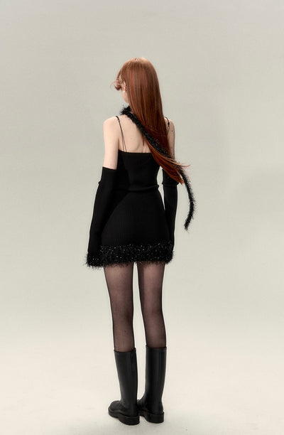 Black Suspenders Slim Dress/Cardigan VIA0023