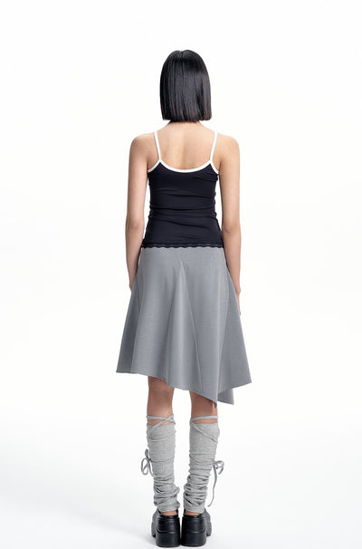 Slightly Elastic Irregular Light Gray Midi Skirt WES0184