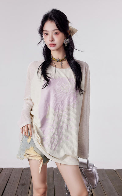 Loose Backless Strappy Long Sleeve T-Shirt LAC0153