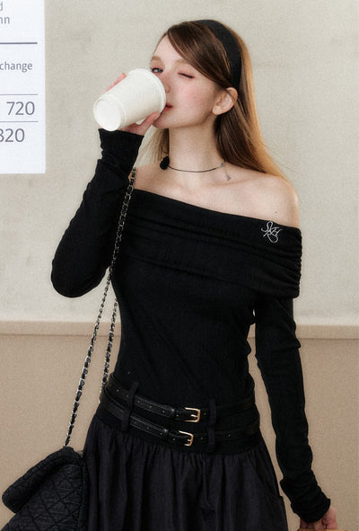 One-shoulder Long-sleeved Waist Slim Long Dress SPE0037