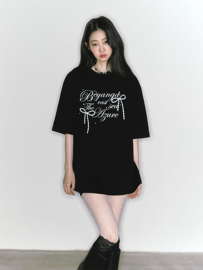 Loose Round Neck Letter Printed Oversize T-shirt SAL0051