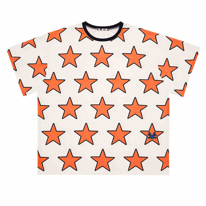 Star Print Oversized Bicolor T-Shirt CFI0055