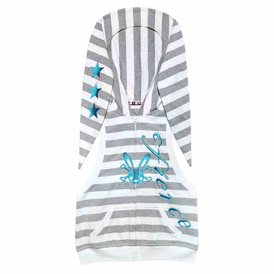 Towel Fabric Striped Rabbit Ear Hoodie Top CFI0045