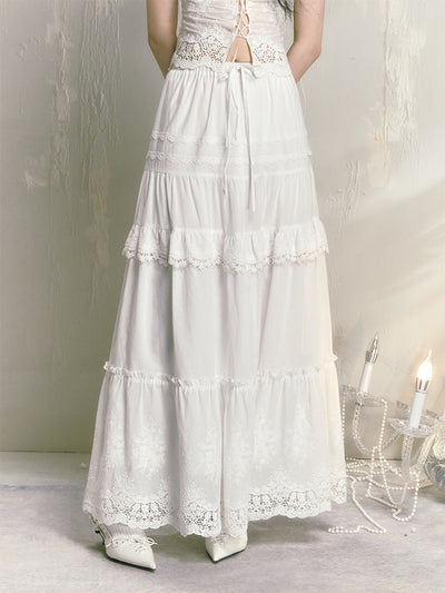 White Lace Splicing Cake Skirt SAL0053