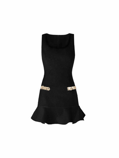 Princess Madeleine Black And Gold Sleeveless Dress/Cloak/Puff Sleeves Top FRA0259