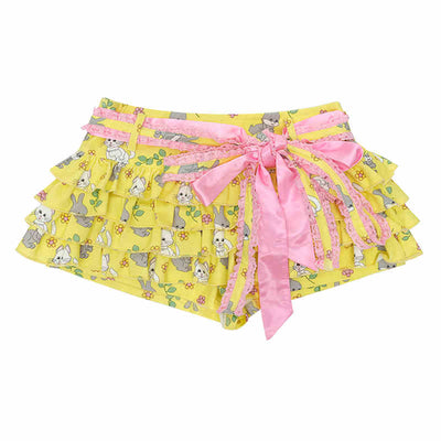 Cat & Rabbit Print Fancy Ruffle Culottes Pants CFI0049