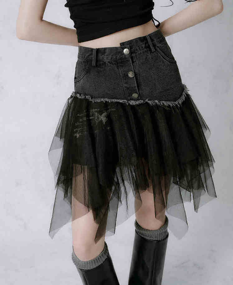 Wasteland Denim Spliced Skirt SAL0065