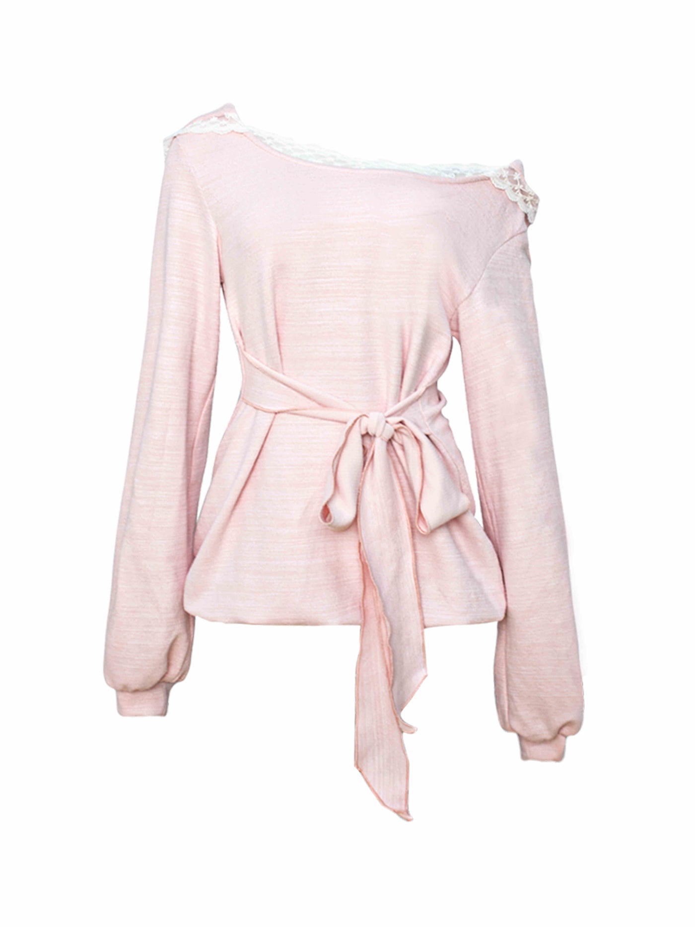 White Peach Pink Long Sleeve Knitted Hooded Top/White Cake Skirt SER0096