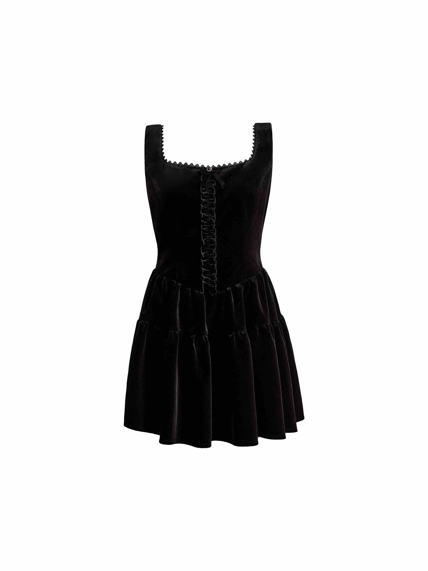 Princess Style Velvet Overall Black Dress/White Shirt FRA0255