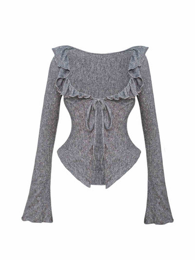 Twilight Black Lace Camisole/Gray Knit Cardigan/Short Skirt SER0084