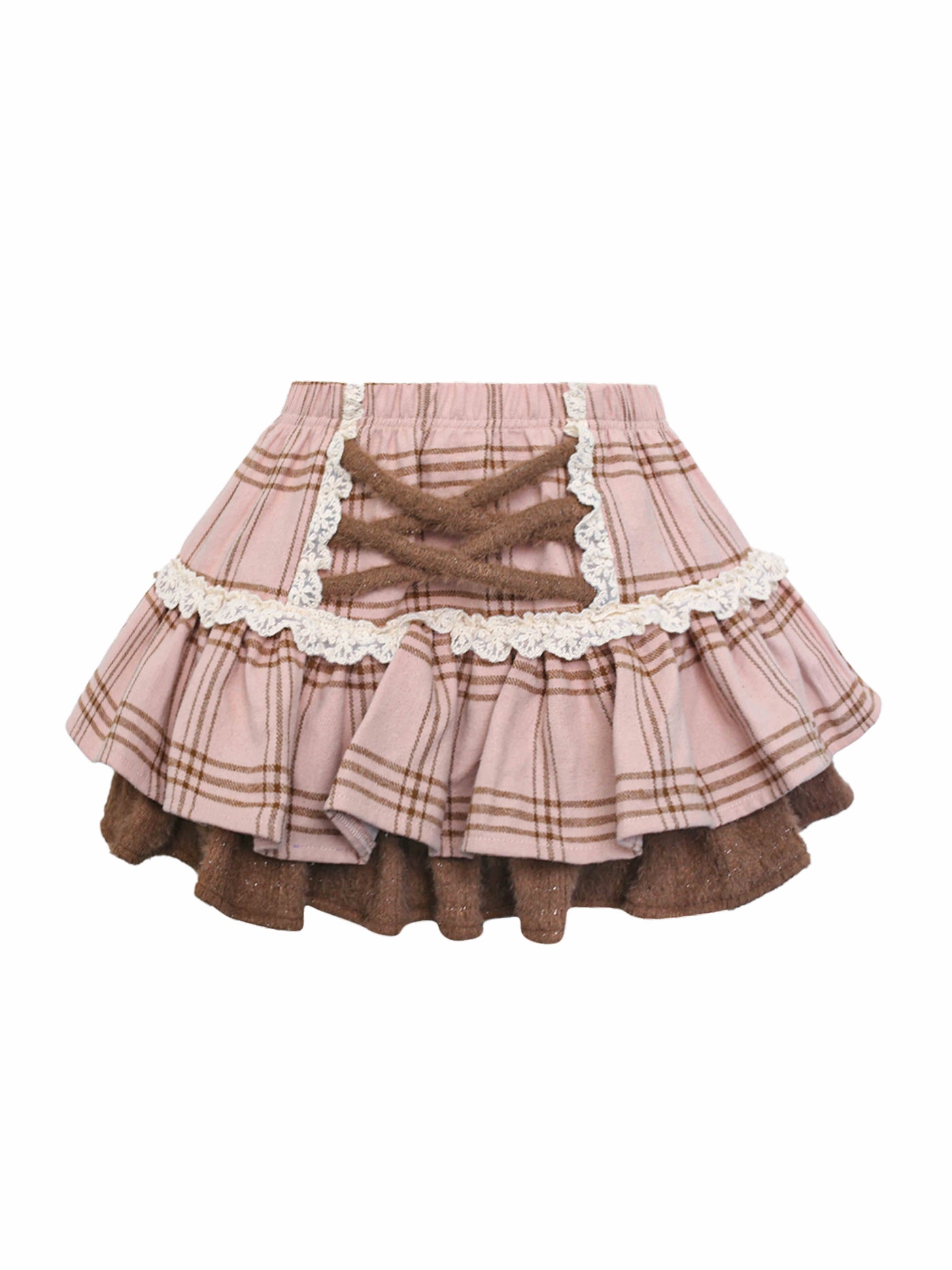 Caramel Cocoa Bruin Kostuum Nertsbont Top/Plaid Rok SER0090