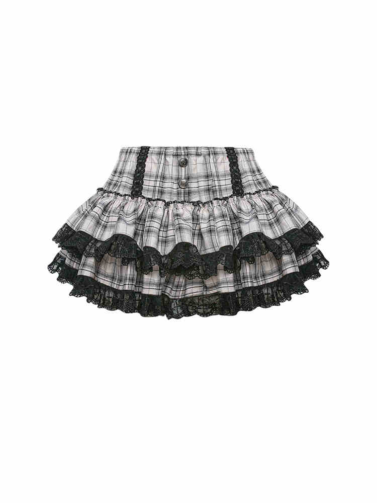 Jasmine Plaid Short Cake Skirt SER0094