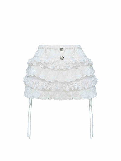 Angel Hooded White Lace Top/White Cake Skirt SER0088