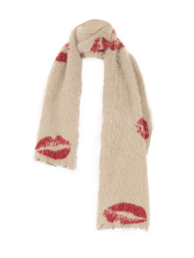 Red Lips Print Fur Warm Scarf NOL0050