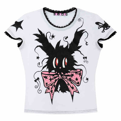 Glitter Rabbit Print Slim T-Shirt CFI0046