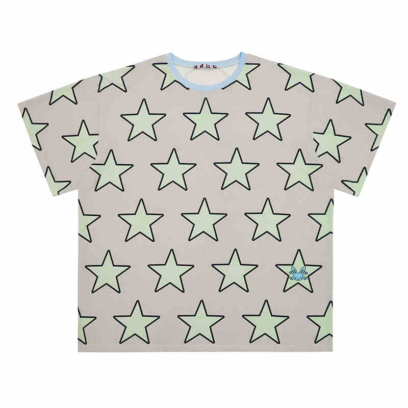 Star Print Oversized Bicolor T-Shirt CFI0055