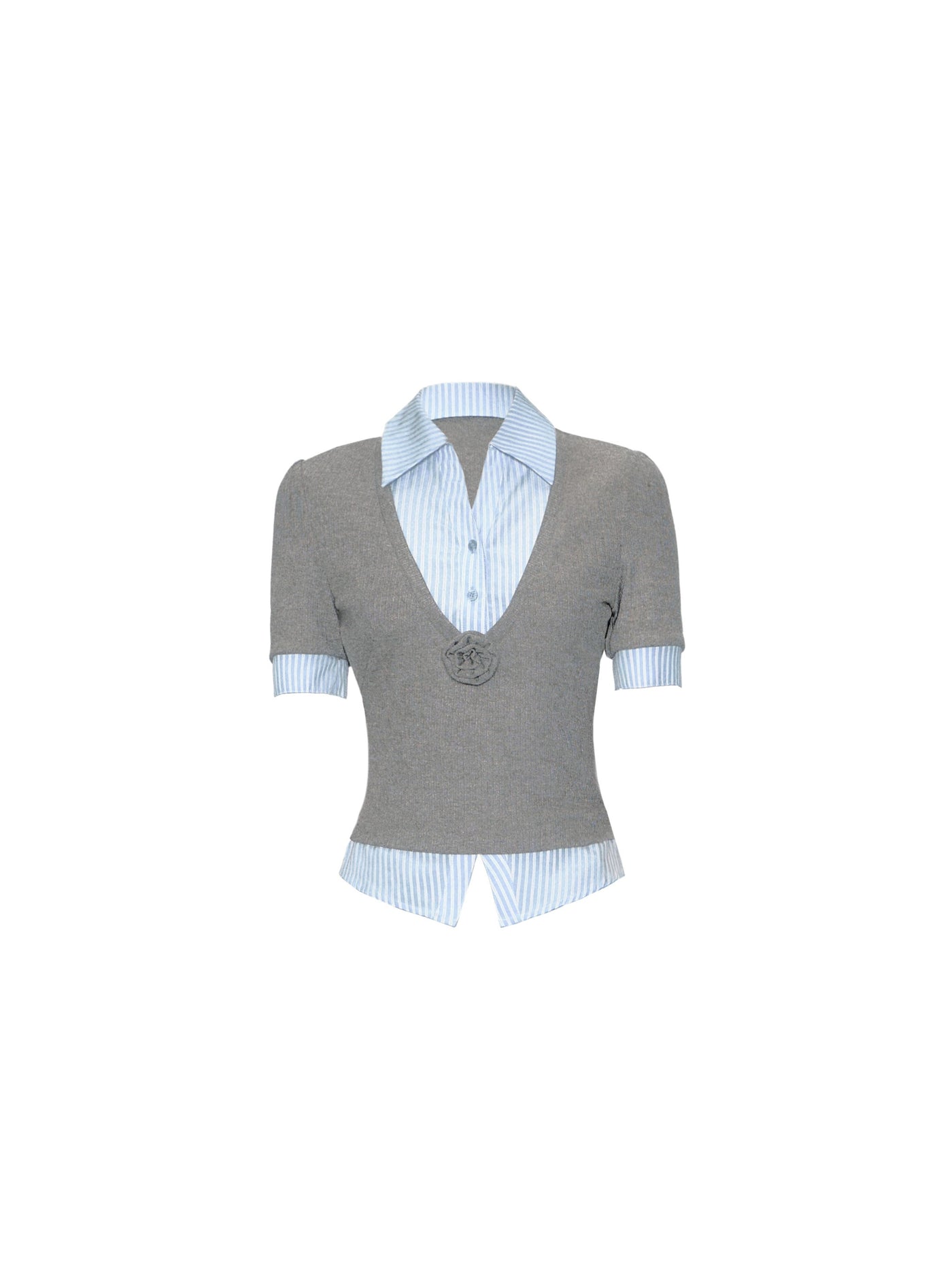 Blue Stripe Fake two-piece Shirt FRA0345