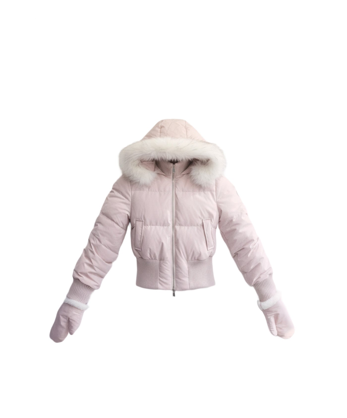 Fur Collar Two-Tone Short Down Jacket FRA0495