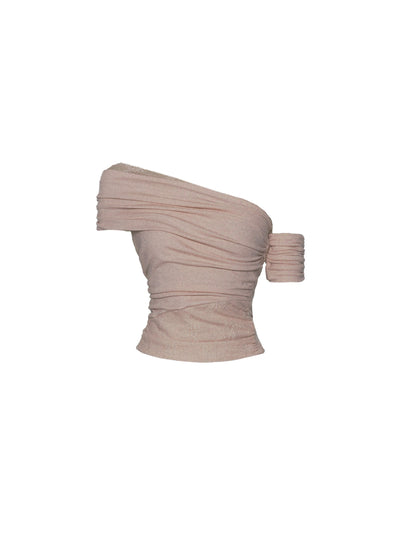 Lace Pleated One Shoulder T-shirt FRA0379
