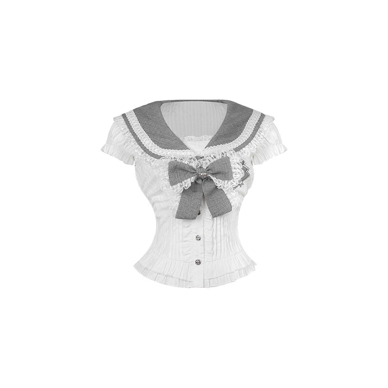 White Sailor Collar Shirt/Skirt SER0143