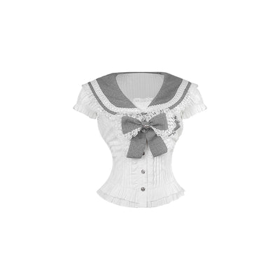 White Sailor Collar Shirt/Skirt SER0143