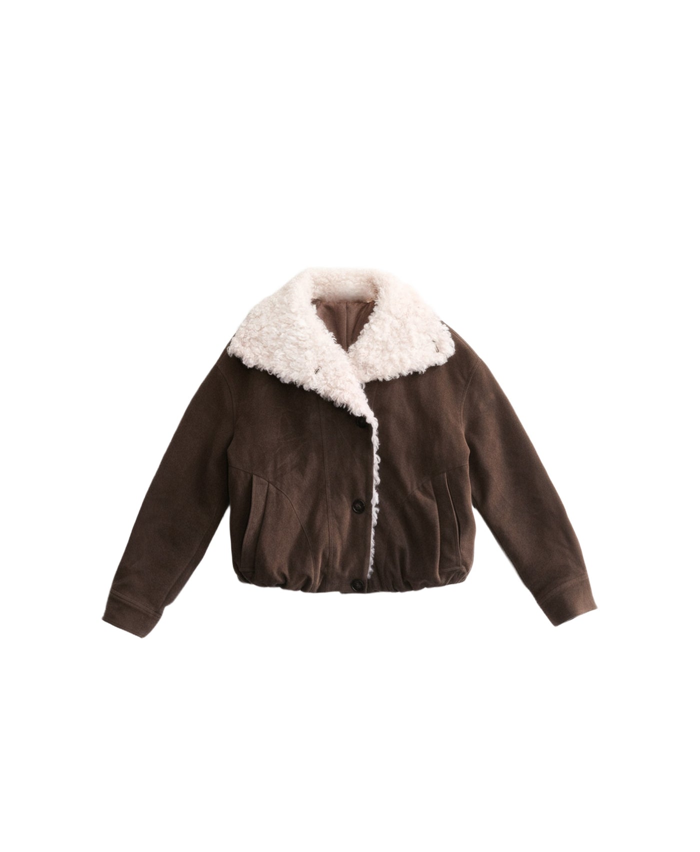 Brown Suede Plush Thick Lapel Coat FRA0500