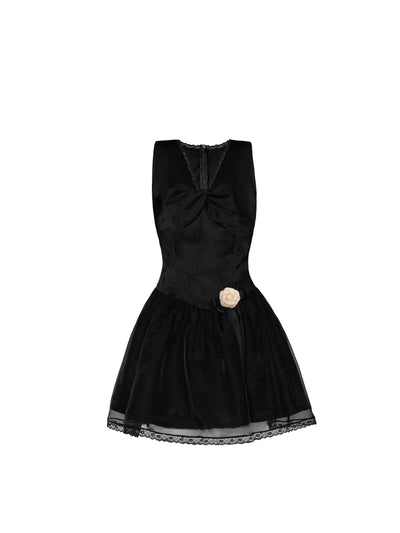 Black Elegant V-neck Dress FRA0377