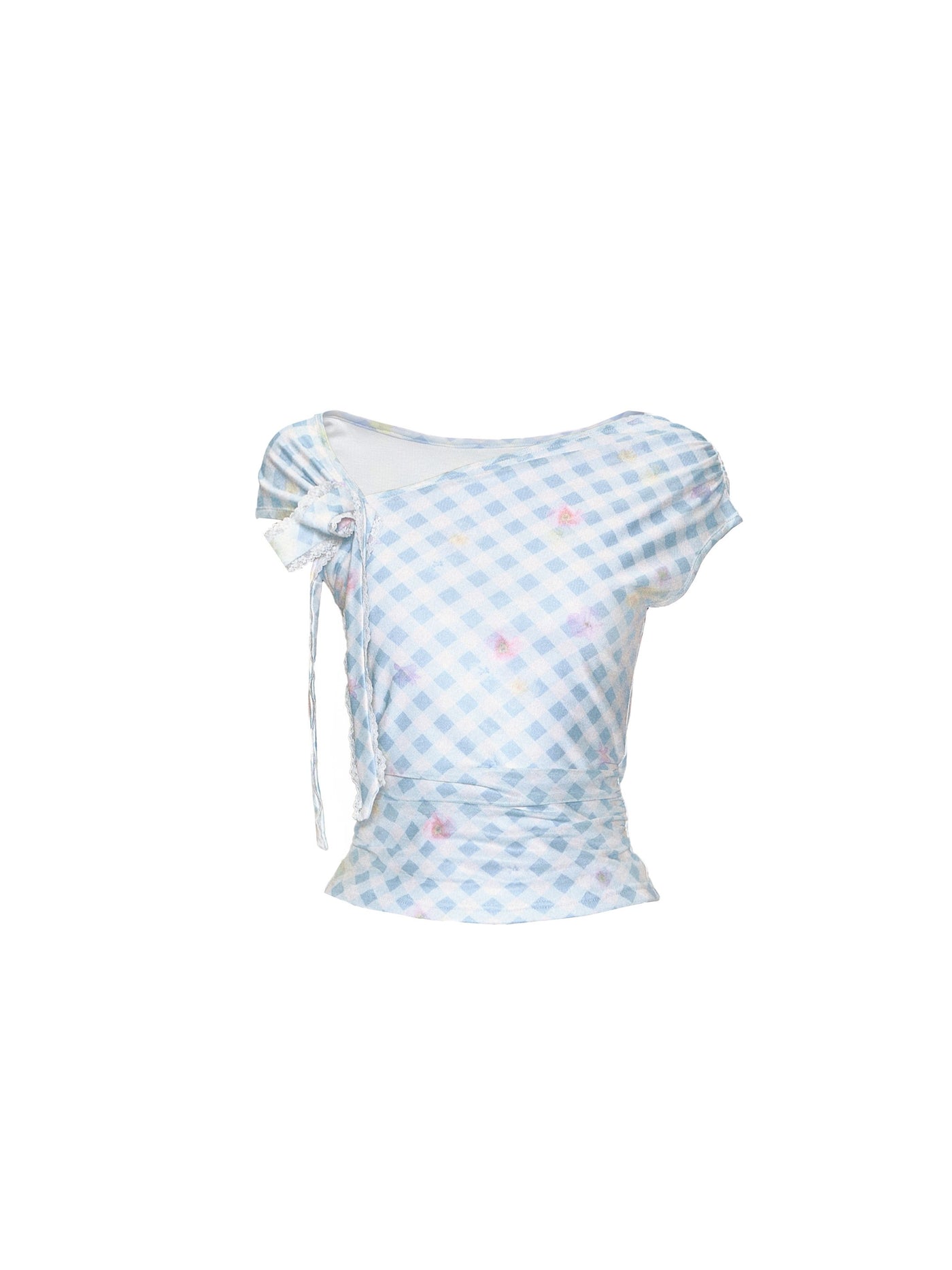 Blue and White Plaid T-shirt FRA0365