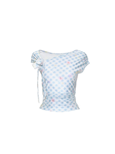 Blue and White Plaid T-shirt FRA0365