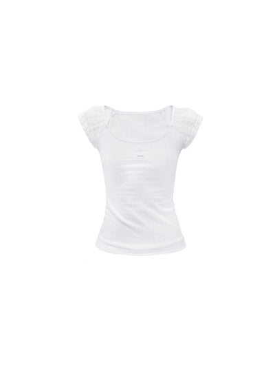 Lace Splicing Short Sleeves T-shirt FRA0339