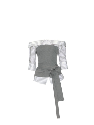 One shoulder Striped Shirt FRA0344